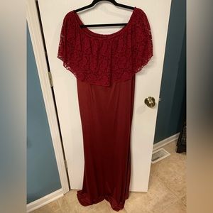 Off the shoulder maternity floor length dress